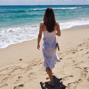 Banana Republic off white pin-striped dress